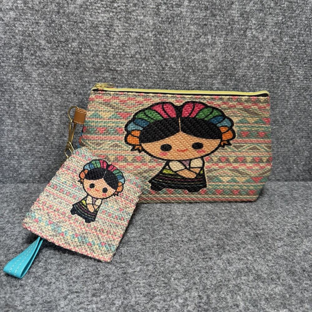 Frida Cosmetiquera Makeup Bag Handmade Purse w/ Matching Coin Purse Handmade